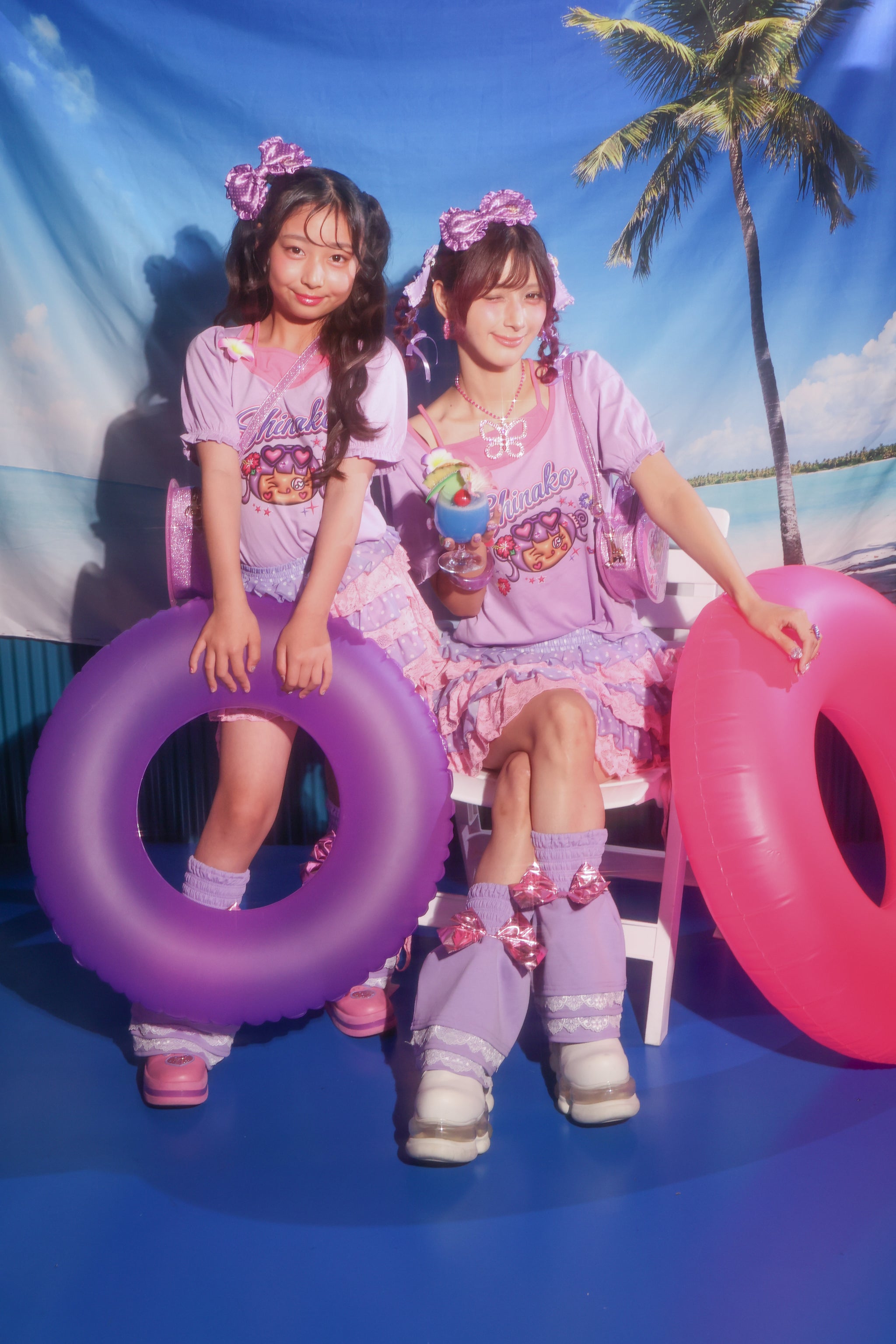 日焼けしなこがアゲ♡なレイヤードTシャツ シャリシャリぶどう