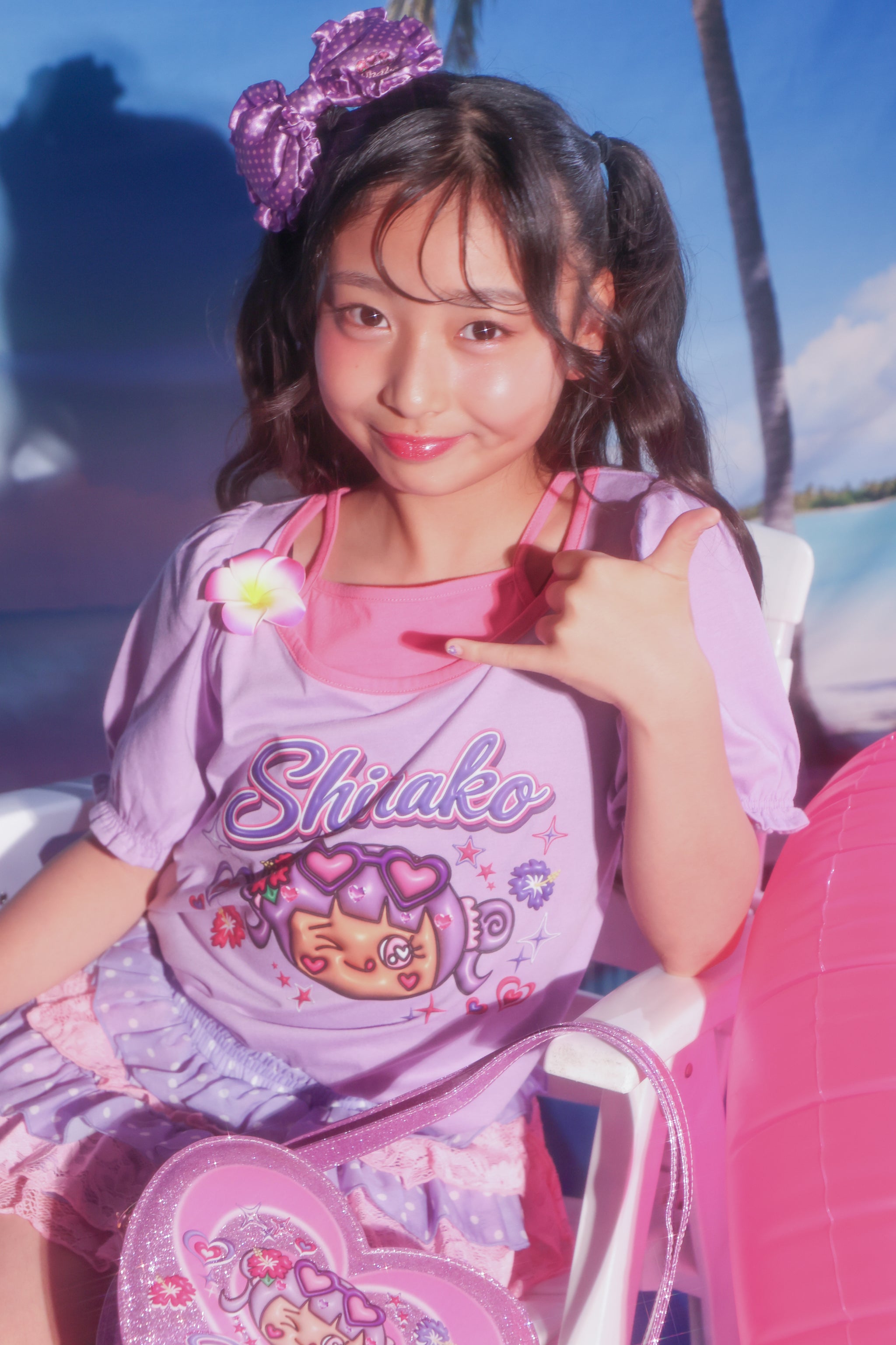 日焼けしなこがアゲ♡なレイヤードTシャツ シャリシャリぶどう